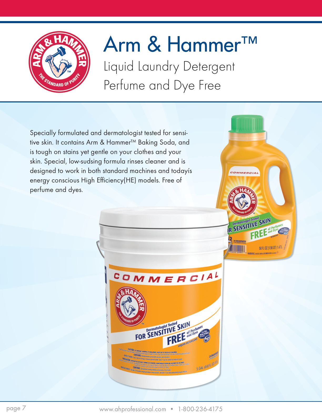 Arm & Hammer liquid laundry detergent catalog page