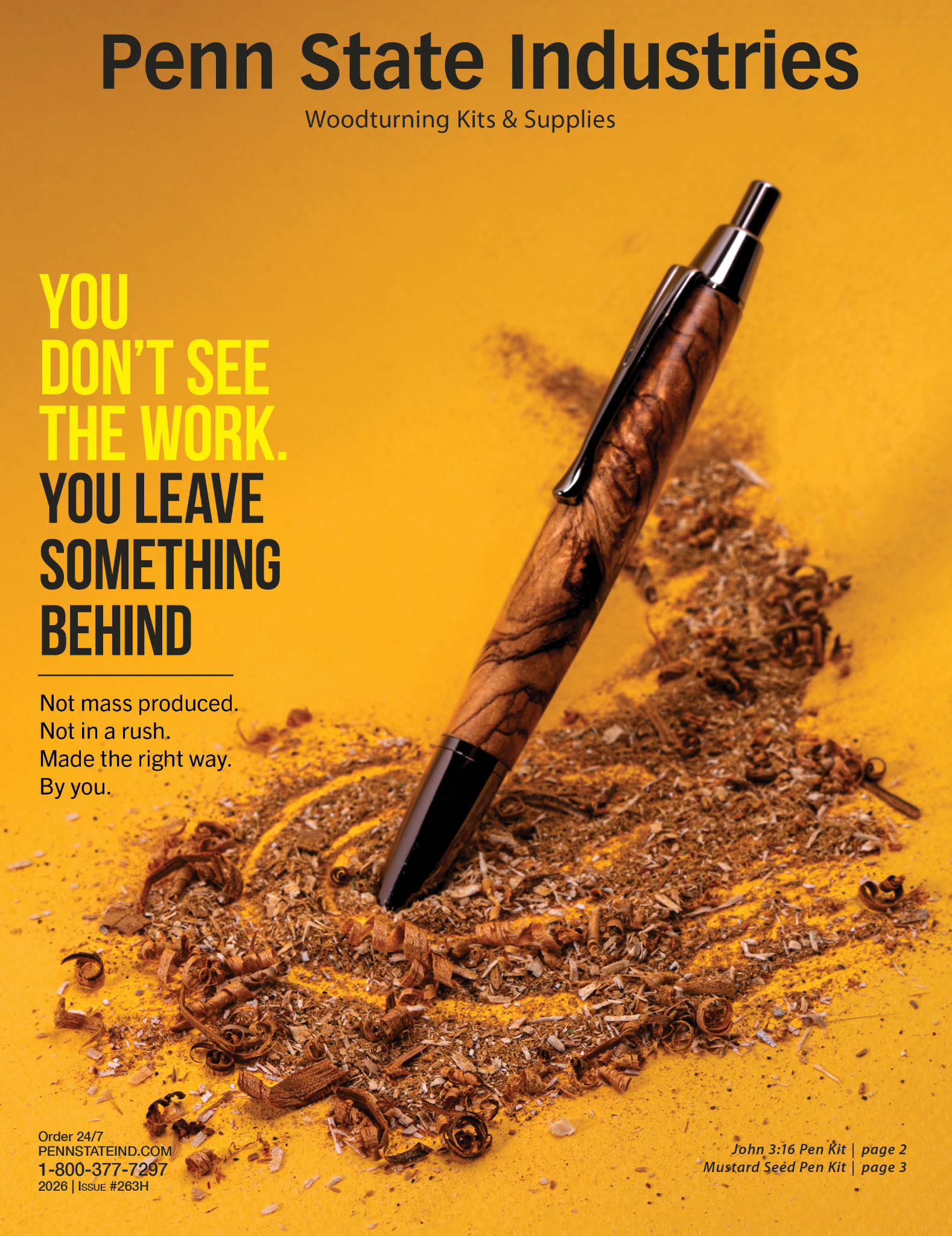 Yellow cover with a wood pen and carefully arranged shavings