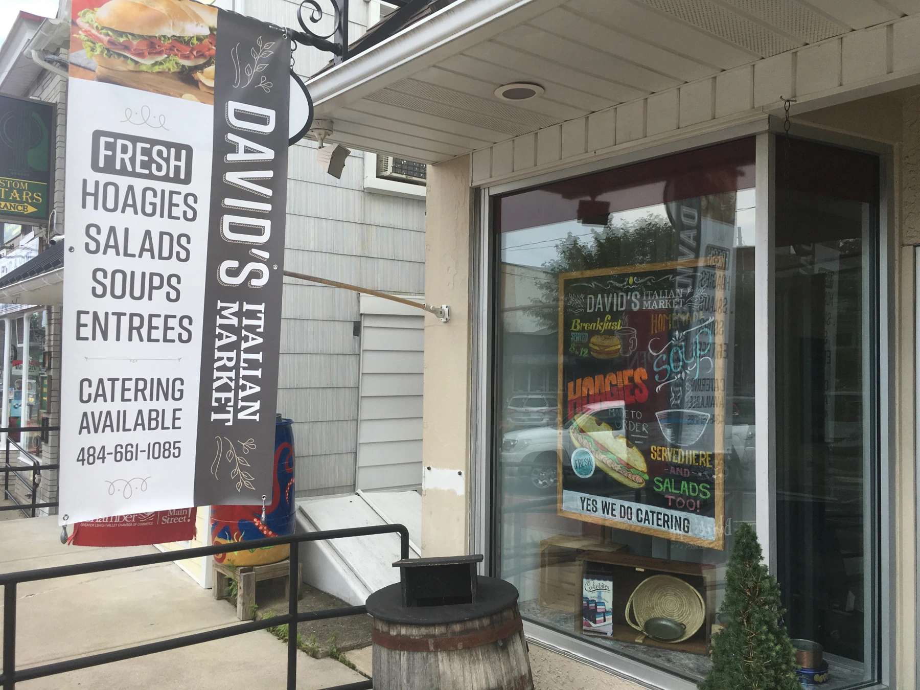 David’s Italian Market storefront with a branded vertical banner