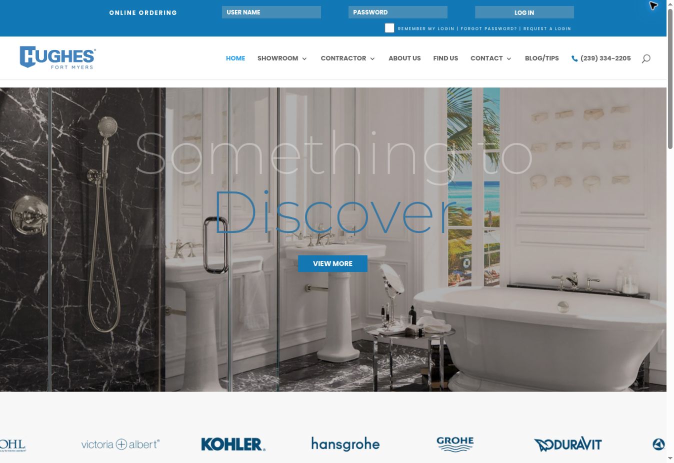 Hughes Supply Fort Myers homepage with kitchen imagery and contractor resources